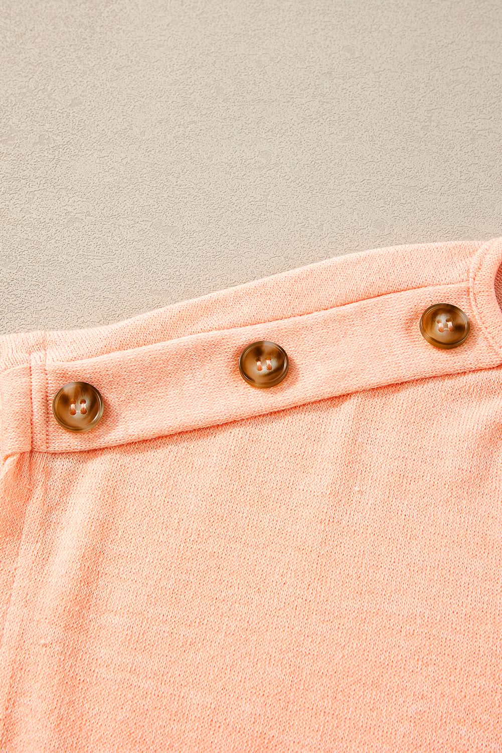 Apricot Pink Button Detail Batwing Sleeve Casual Tee - Love Salve